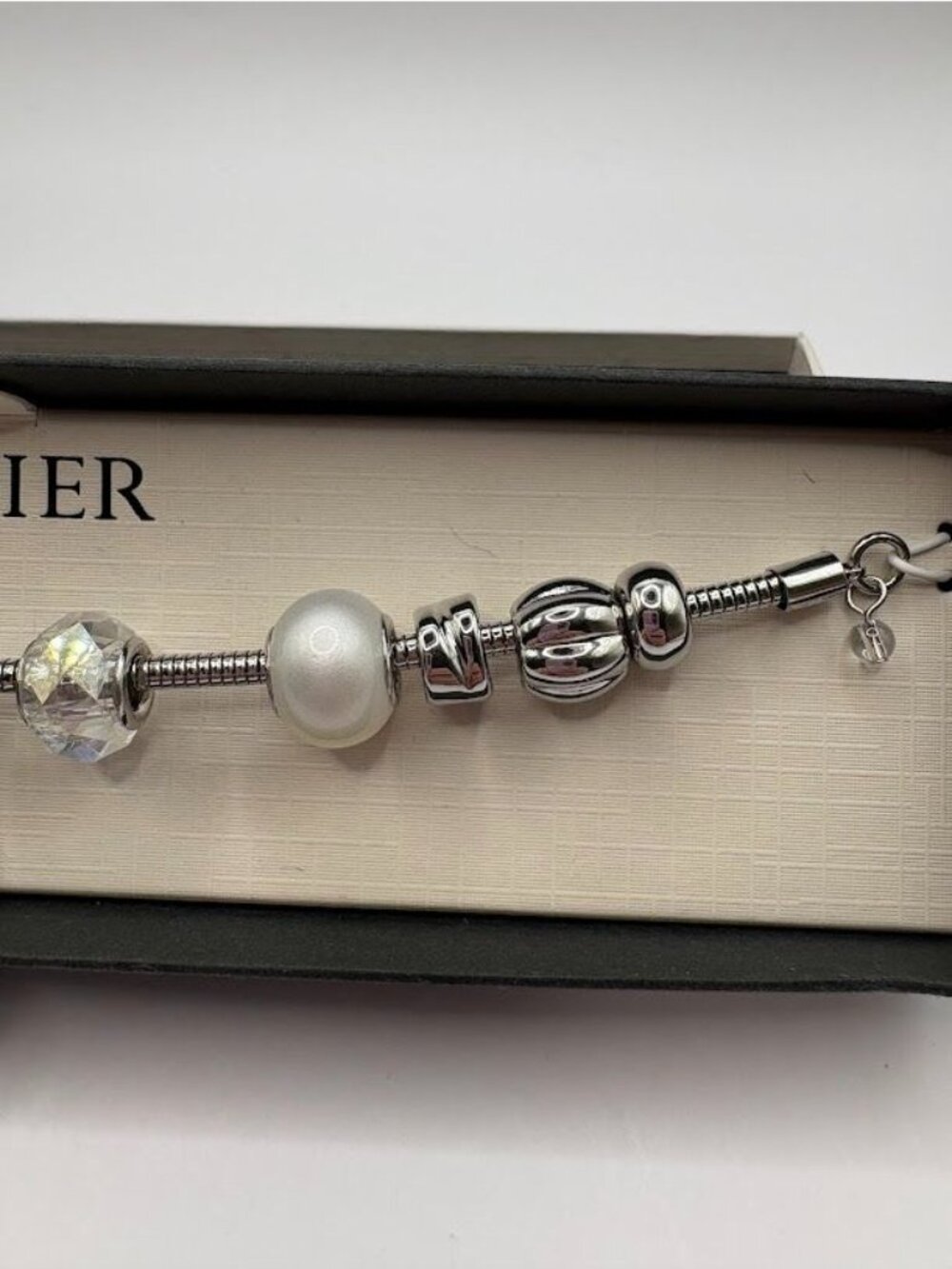 Napier Silver-Tone Beaded Charm Bracelet With Box - Picture 4 of 6